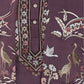 Rajwada Purple Viscose Silk Embroidered Stitched Kurta Set For Men