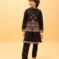 Rajwada Black Viscose Silk Embroidered Stitched Kurta Set For Kids