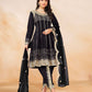 Rajwada Black Art Silk Embellished Semi Stitched Kurta Set For Women