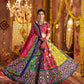 Rajwada Multicolor Cotton Blend Embroidered Semi-Stitched lehenga For Women
