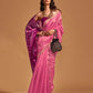 Rajwada Light Pink Silk Blend Woven Saree With Unstitched Blouse For Women