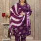 Rajwada Dark Purple Rayon Printed Kurta Set For Women