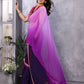 Rajwada Purple And Blue Georgette Lace Work Saree With Unstitched Blouse For Women