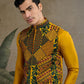 Rajwada Yellow Viscose Silk Embroidered Stitched Kurta For Men