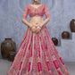 Rajwada Pink Organza Embellished Semi-Stitched Lehenga With Unstitched Blouse For Women