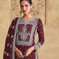 Rajwada Maroon Georgette Embroidered Semi-Stitched Kurta Set For Women