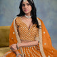 Rajwada Orange Art Silk Embellished Semi-Stitched lehenga For Women
