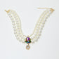 Rajwada White Alloy Pearl & Rhinestone Embellished Neckpiece For Women