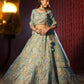 Rajwada Blue Organza Embroidered Semi-Stitched Lehenga For Women
