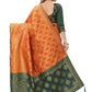 Rajwada Orange Silk Blend Embellished Saree For Women