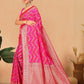 Rajwada Pink Woven Banarasi Silk Saree With Unstitched Blouse for Women