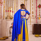 Rajwada Blue Cotton Blend Solid With Golden Border Semi-Stitched Lehenga For Women