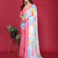 Rajwada Pink Silk Blend Printed Saree For Women