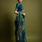 Rajwada Teal Blue Georgette Embroidered Printed Saree For Women