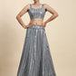 Rajwada Grey Georgette Embellished Semi-Stitched Lehenga For Women