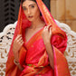 Rajwada Pink Silk Blend Wooven Saree with Unstitched Blouse for Women