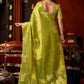 Rajwada Lime Green Silk Blend Solid Saree For Women