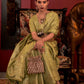 Rajwada Green Silk Blend Woven Saree With Unstitched Blouse For Women