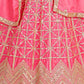 Rajwada Pink Chinon Sequence Embroidered Semi-Stitched Lehenga For Women