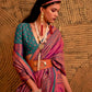 Rajwada Pink Silk Blend Woven Saree With Unstitched Blouse For Women