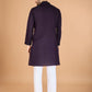 Rajwada Purple Viscose Silk Embellished Stitched Kurta For Men