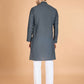 Rajwada Grey Viscose Silk Sequins Stitched Kurta For Men