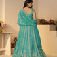 Rajwada Sky Blue Jimmy Choo Embroidered Semi-Stitched Lehenga For Women