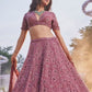 Rajwada Dusty Pink Chinon Silk Embellished Semi Stitched Lehenga For Women