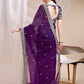 Rajwada Purple Organza Embellished Solid Saree For Women