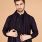 Rajwada Purple Viscose Silk Embellished Stitched Kurta For Men