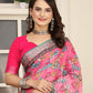 Rajwada Pink Cotton Linen Solid Printed Saree For Women