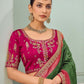 Rajwada Green Satin Embroidered Saree For Women