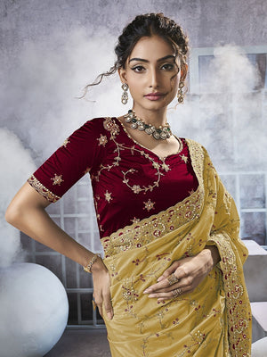 Rajwada Yellow Georgette Embellished Elegant Saree For Women