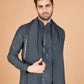Rajwada Grey Viscose Silk Sequins Stitched Kurta For Men