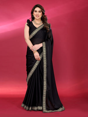 Rajwada Black Georgette Embellished Saree For Women