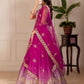 Rajwada Pink Ombre Silk Blend Embroidered Semi-Stitched lehenga For Women