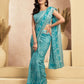 Rajwada Light Blue Cotton Linen Zari Work Saree For Women