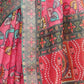 Rajwada Pink Cotton Linen Solid Printed Saree For Women
