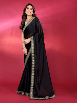 Rajwada Black Georgette Embellished Saree For Women