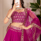 Rajwada Pink Ombre Silk Blend Embroidered Semi-Stitched lehenga For Women