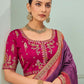 Rajwada Purple Satin Embroidered Saree For Women