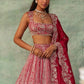 Rajwada Pink Silk Blend Embellished Semi Stitched Lehenga For Women