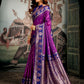 Rajwada Purple Silk Blend Solid Saree For Women