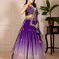 Rajwada Blue Ombre Silk Blend Embroidered Semi-Stitched lehenga For Women