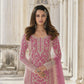 Rajwada Pink Silk Blend Embroidered Semi Stitched Kurta Set For Women