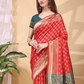 Rajwada Red Silk Blend Woven Saree For Women