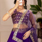 Rajwada Blue Ombre Silk Blend Embroidered Semi-Stitched lehenga For Women