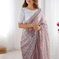 Rajwada Mauve Chiffon Embellished Solid Saree For Women