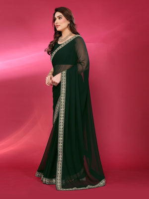 Rajwada Green Georgette Embellished Saree For Women