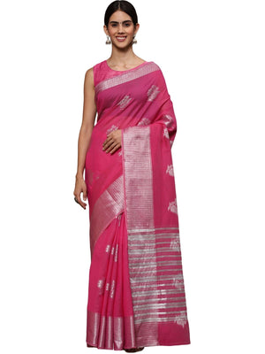 Rajwada Pink Silk Blend Embellished Saree For Women